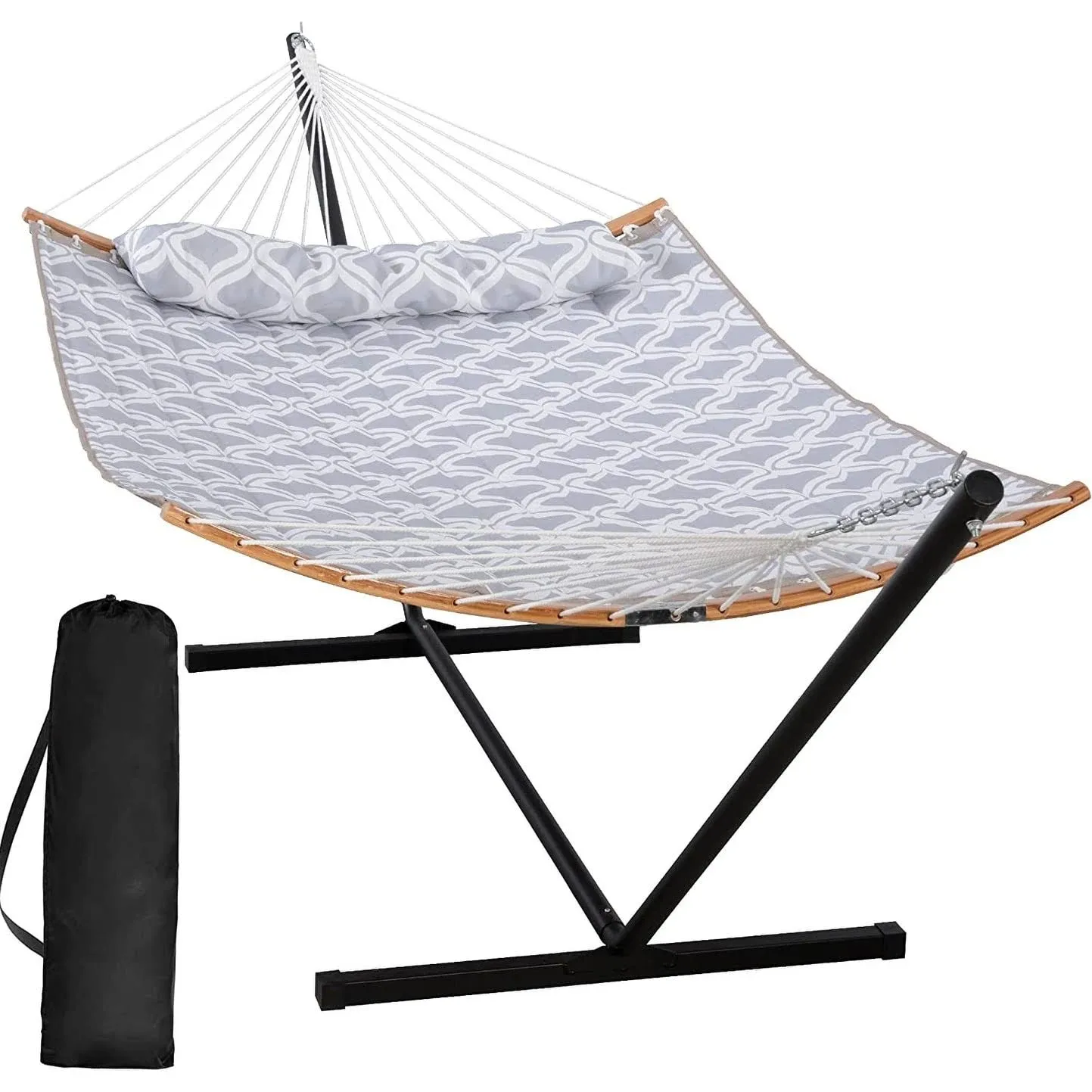 2-person Outdoor Hammock with Stand & Pillow