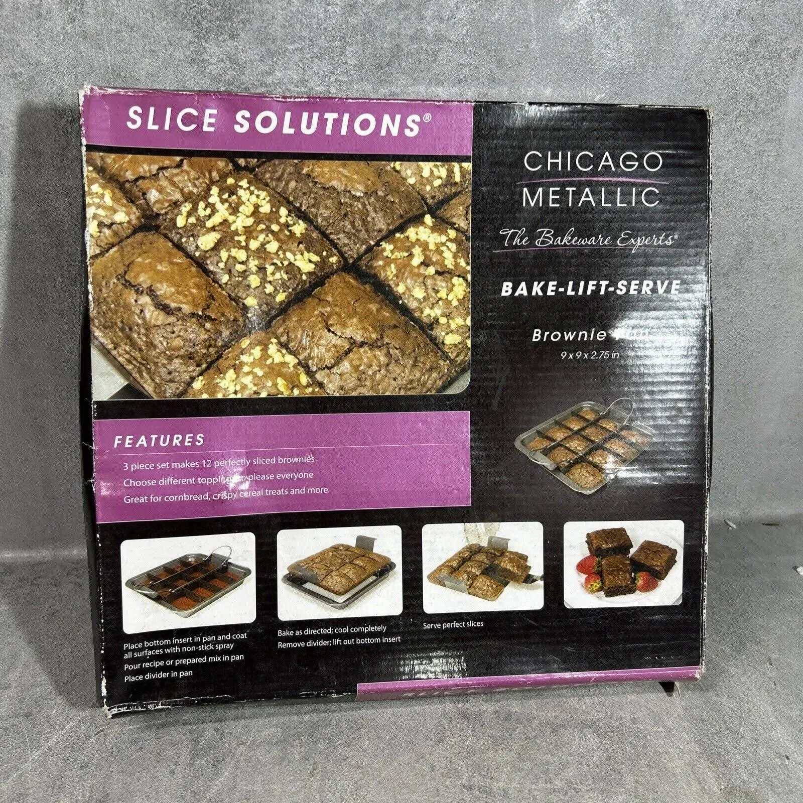 Chicago Metallic Slice Solutions Brownie Pan, 9-Inch-by-9-InchChicago Metallic Slice Solutions Brownie Pan, 9-Inc…