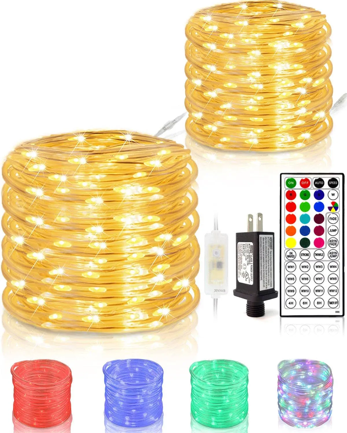 80Ft Rope Lights, Warm white with 16 Colors 240LEDs Outdoor String Lights, 