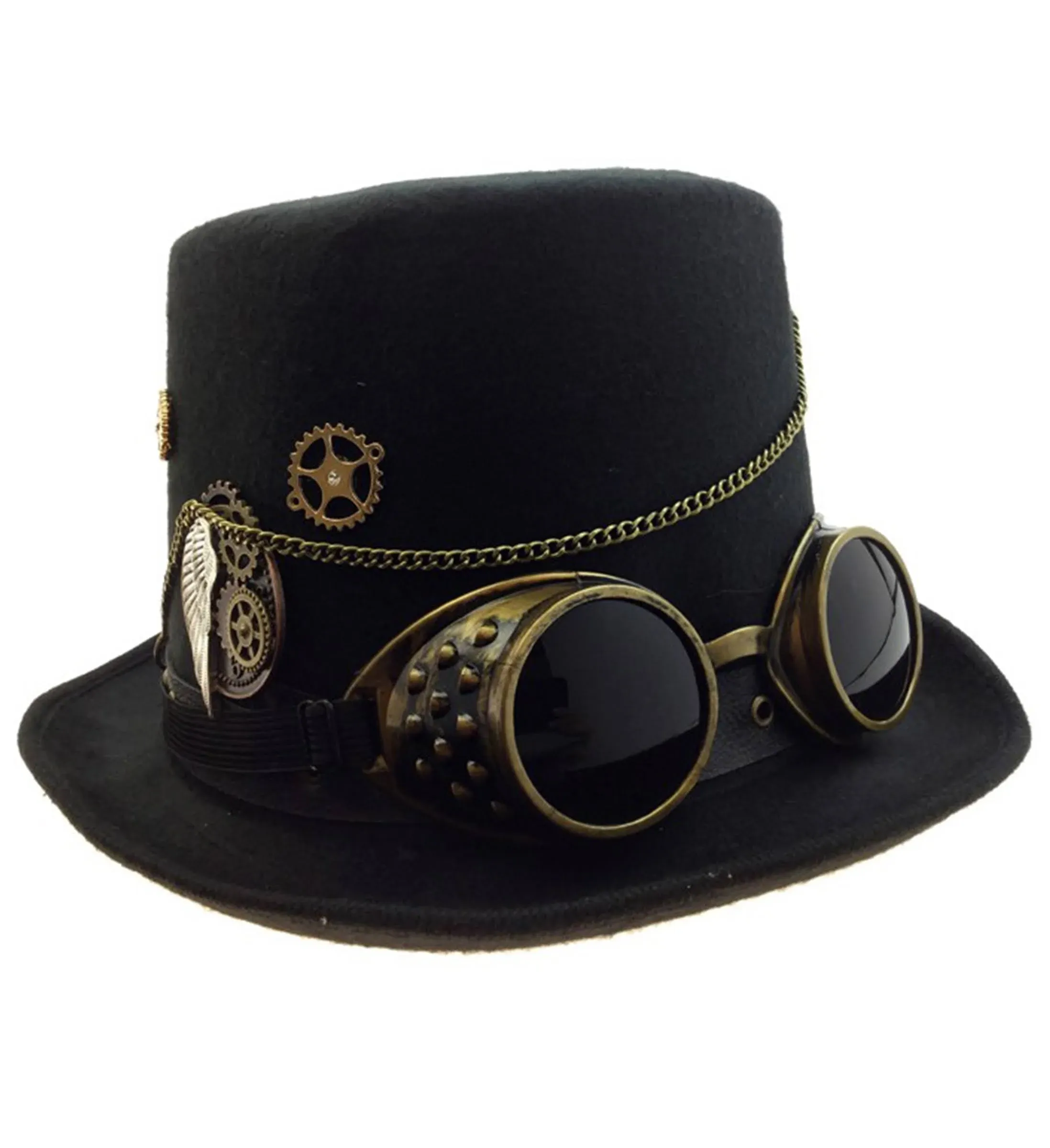 KBW Adult Unisex Steampunk Gold Deluxe Fabric Top Hat Vintage Victorian Punk ...