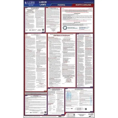 JJ Keller 62852 2022 North Carolina & Federal Labor Law Posters - All-In-One State & Federal Poster (English)