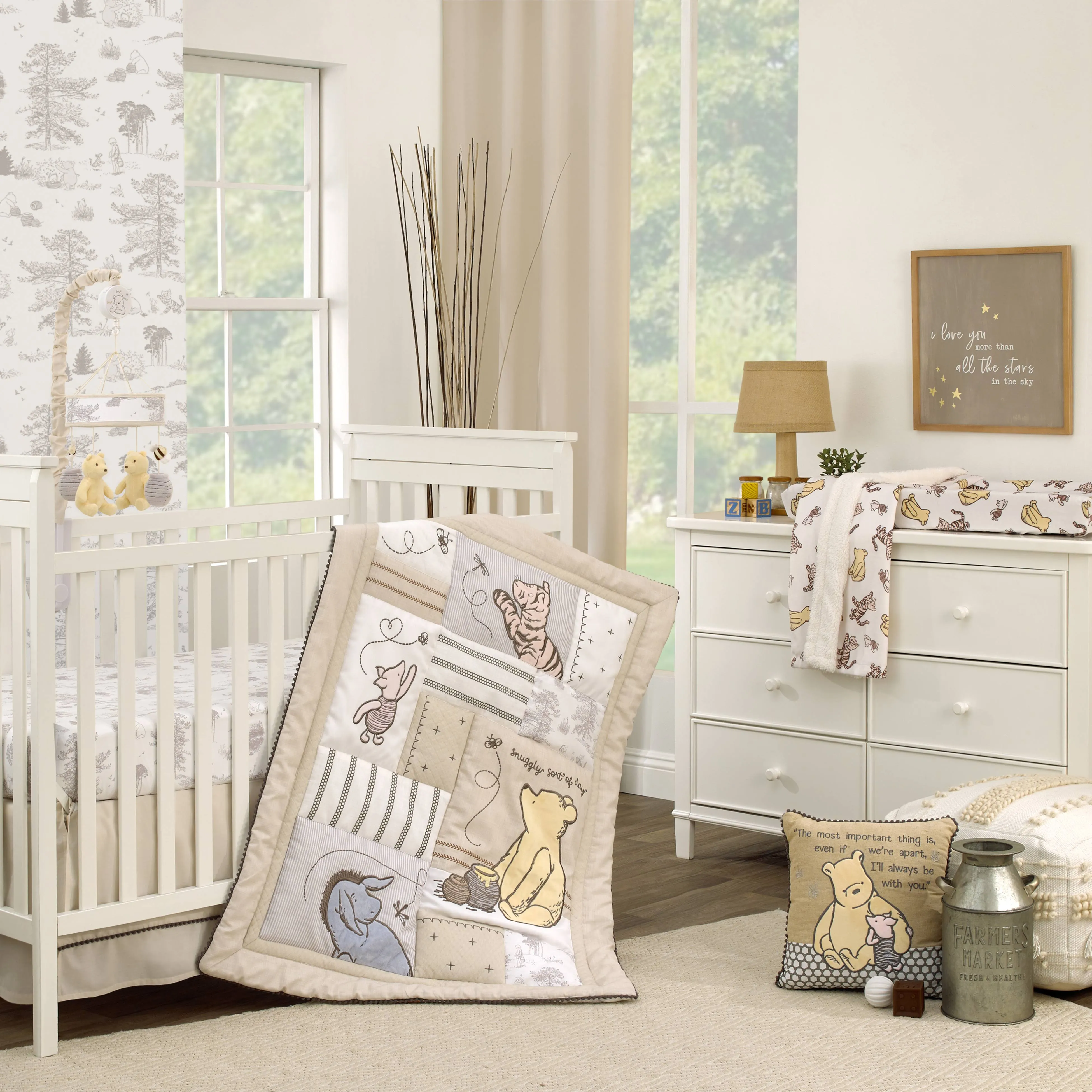 Disney Classic Pooh Hunny Fun 3 Piece Nursery Crib Bedding Set