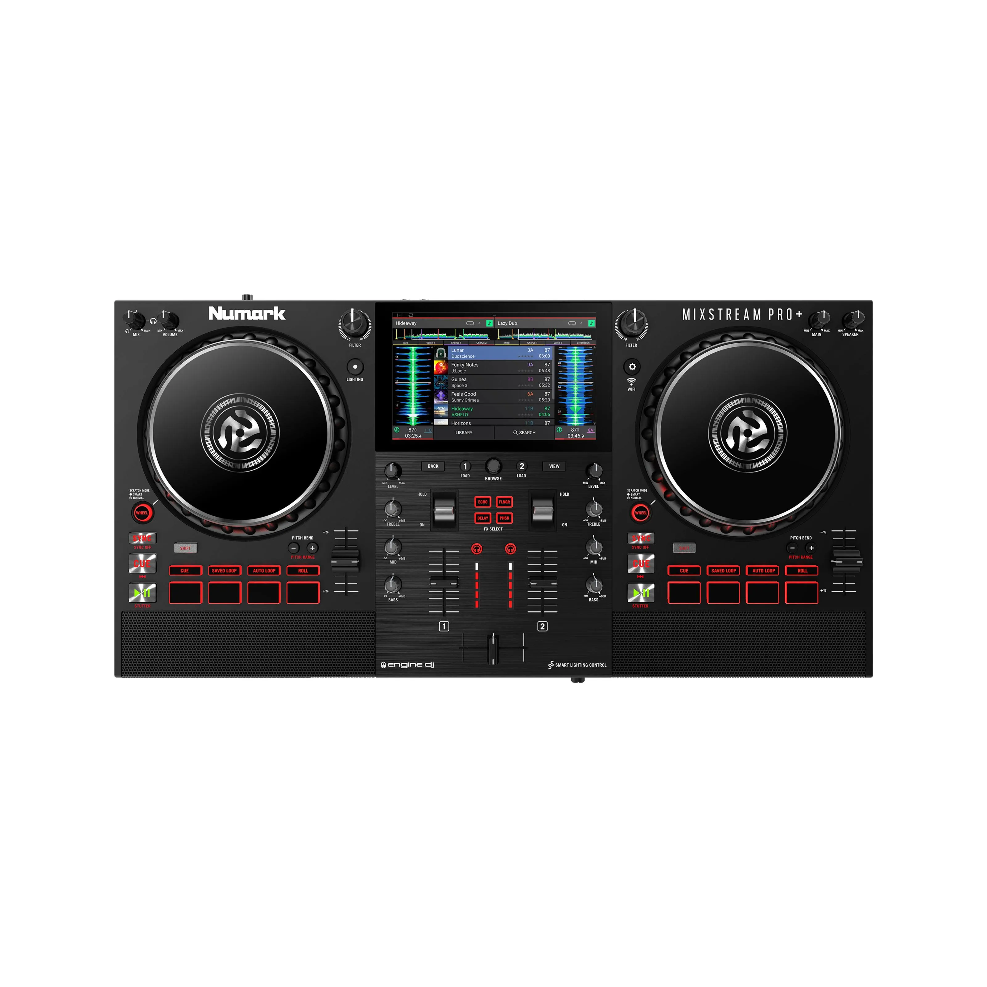 Numark Mixstream Pro Go - Standalone DJ Controller with Battery, DJ Mixer, Speakers, Amazon Music Unlimited, WiFi, Touchscreen, Works with Serato DJ