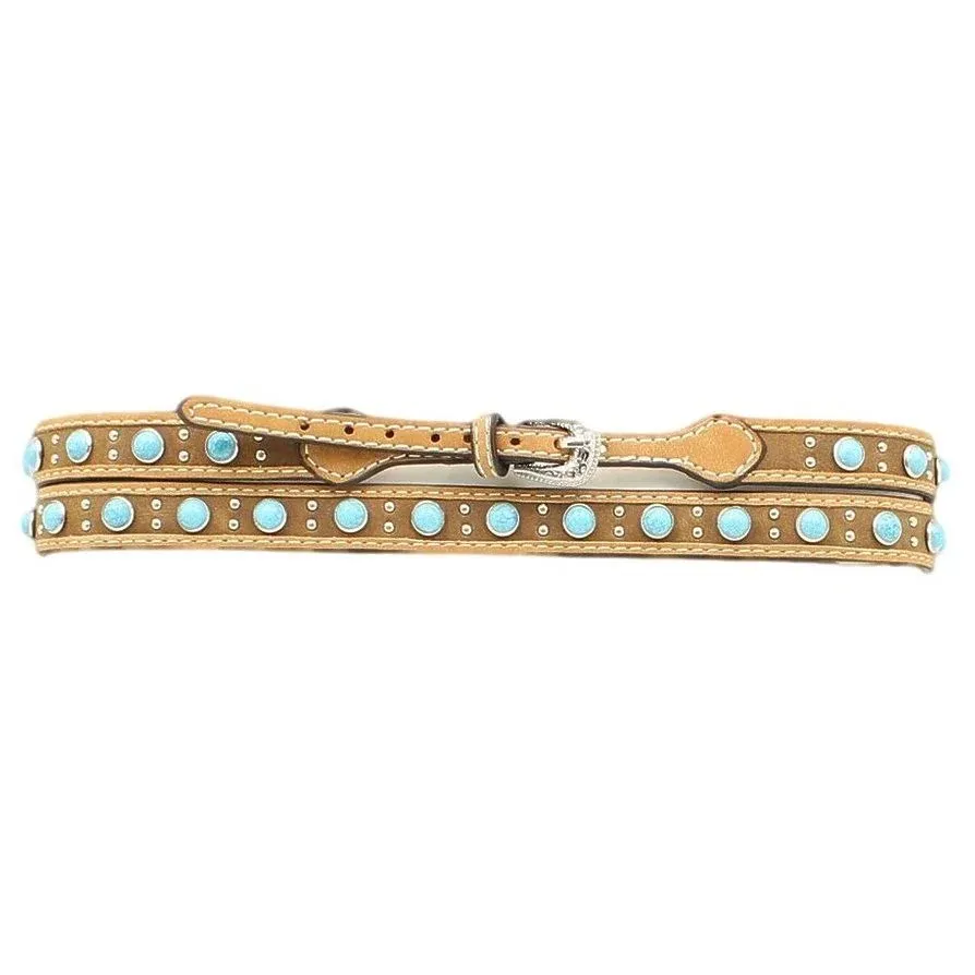 M&F Western Turquoise Stone Medium Brown Leather Hatband 0273044