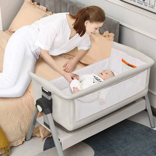 INFANS Baby Bassinet Bedside Crib, Newborn Sleeper w/Large Storage Bas