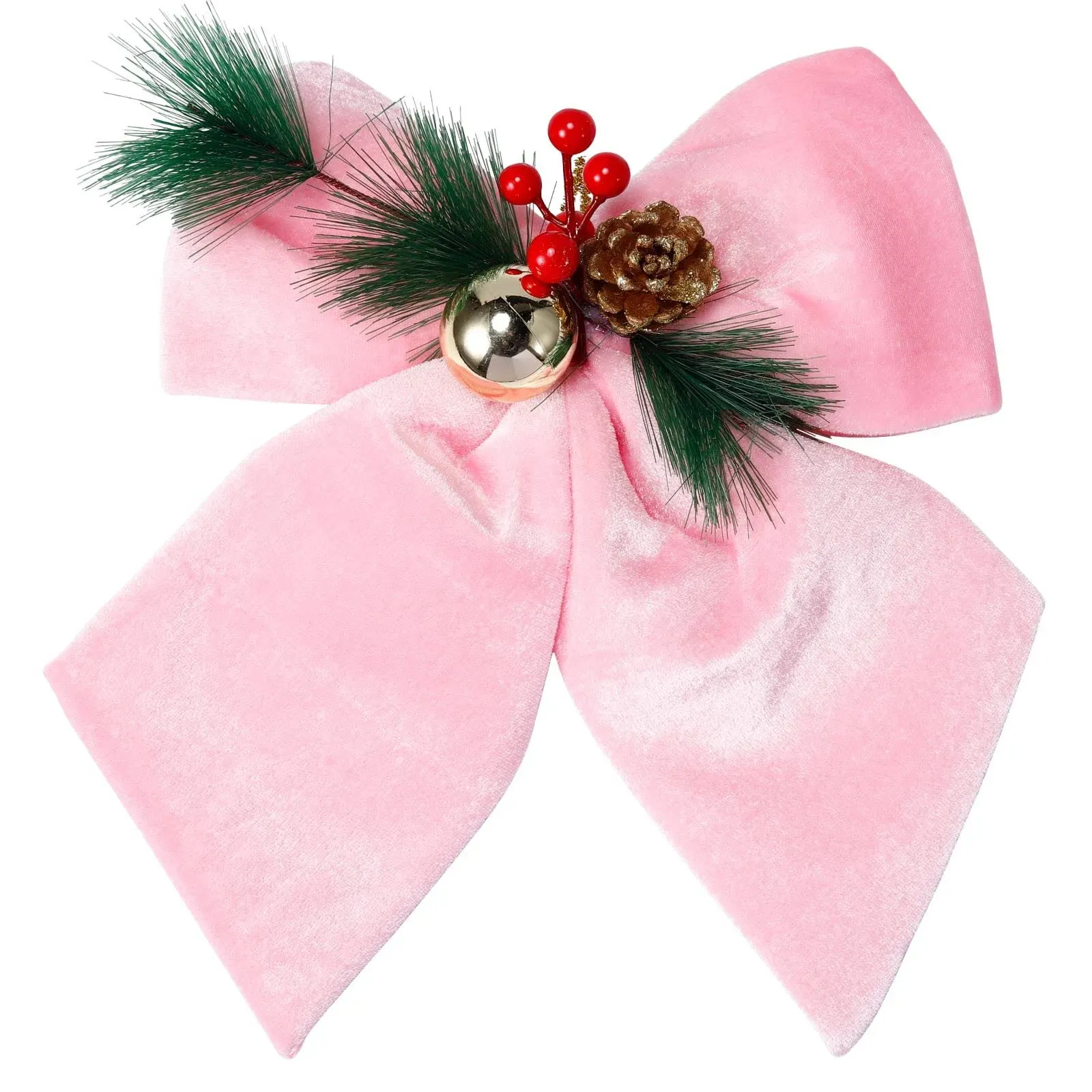 allgala Christmas Decorative Velvet Bows for Wreath Garland Christmas Tree-2 Pack-14 (30x35cm)-Pink-XBW92269