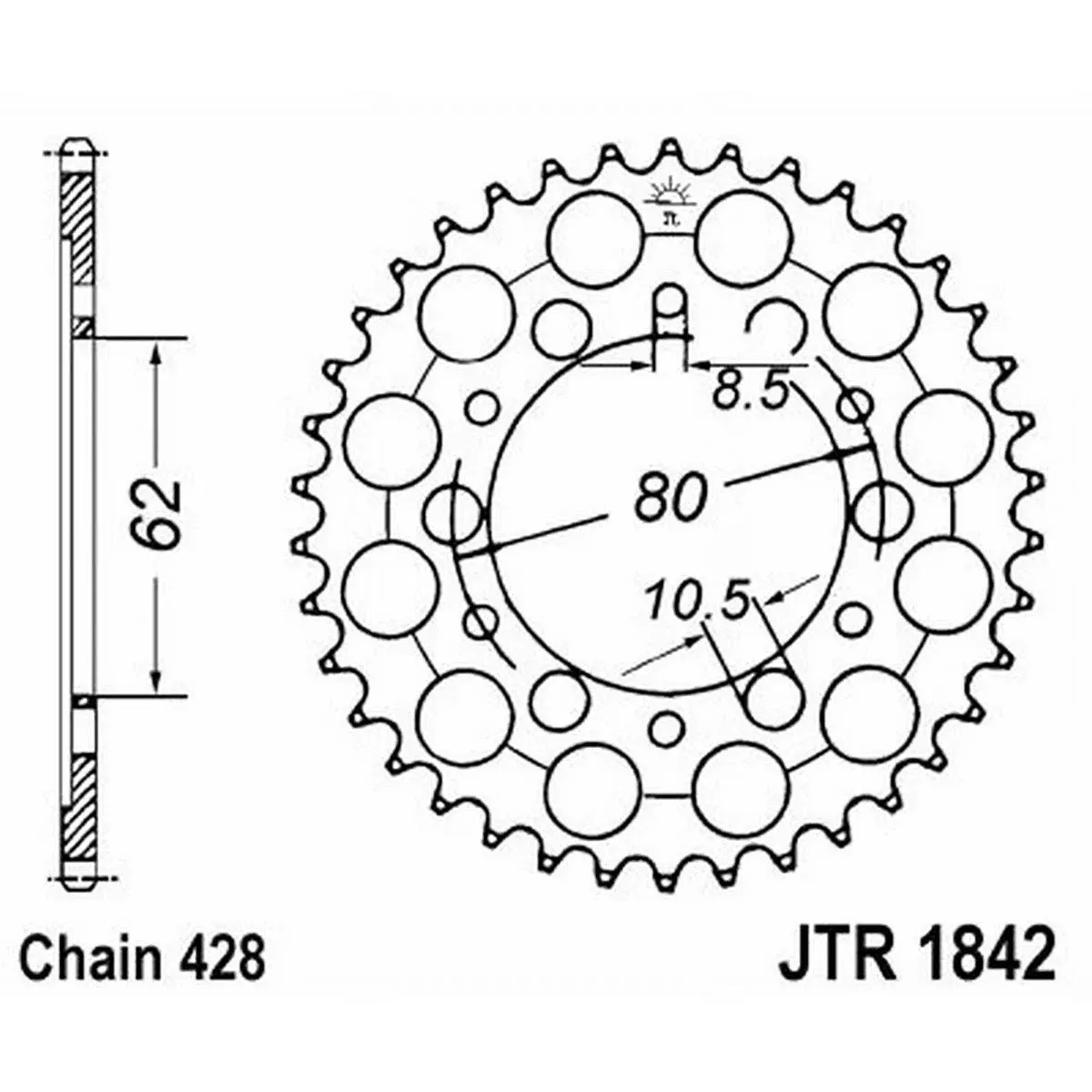 JT Steel Rear Sprocket 51 Tooth (JTR1842.51)