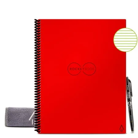 Rocketbook EVR2-L-K-CBG Core Letter Smart Notebook Lined 32 Pages 8.5" x 11" Red