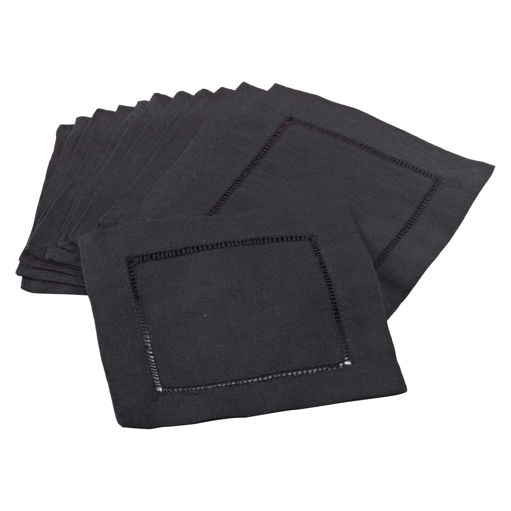 Hemstitch Cocktail Napkin (Set of 12) - Saro Lifestyle 6100C.BK6S