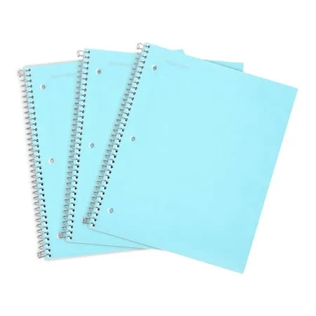 Mintra Office Durable Spiral Notebooks -(6278) 1 Subject (Teal College Ruled 3 Pack)