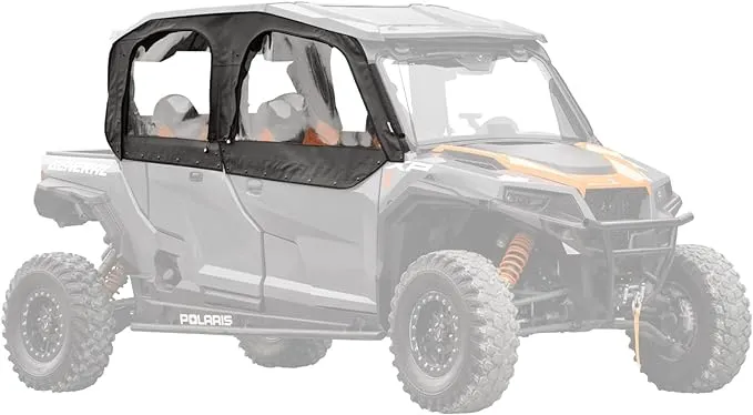 SuperATV Primal Soft Cab Enclosure Upper Doors for 2017+ Polaris General 4 1000 | Resistant to Water, Punctures, and Abrasions | Heavy-Duty Snaps Hold Windows Open for More Airflow | USA Made!