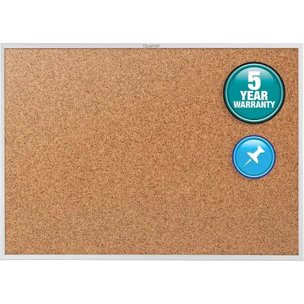 Quartet Cork Bulletin Board, 23-Inch x 35-Inch, Oak Finish Frame (35-380352), Brown