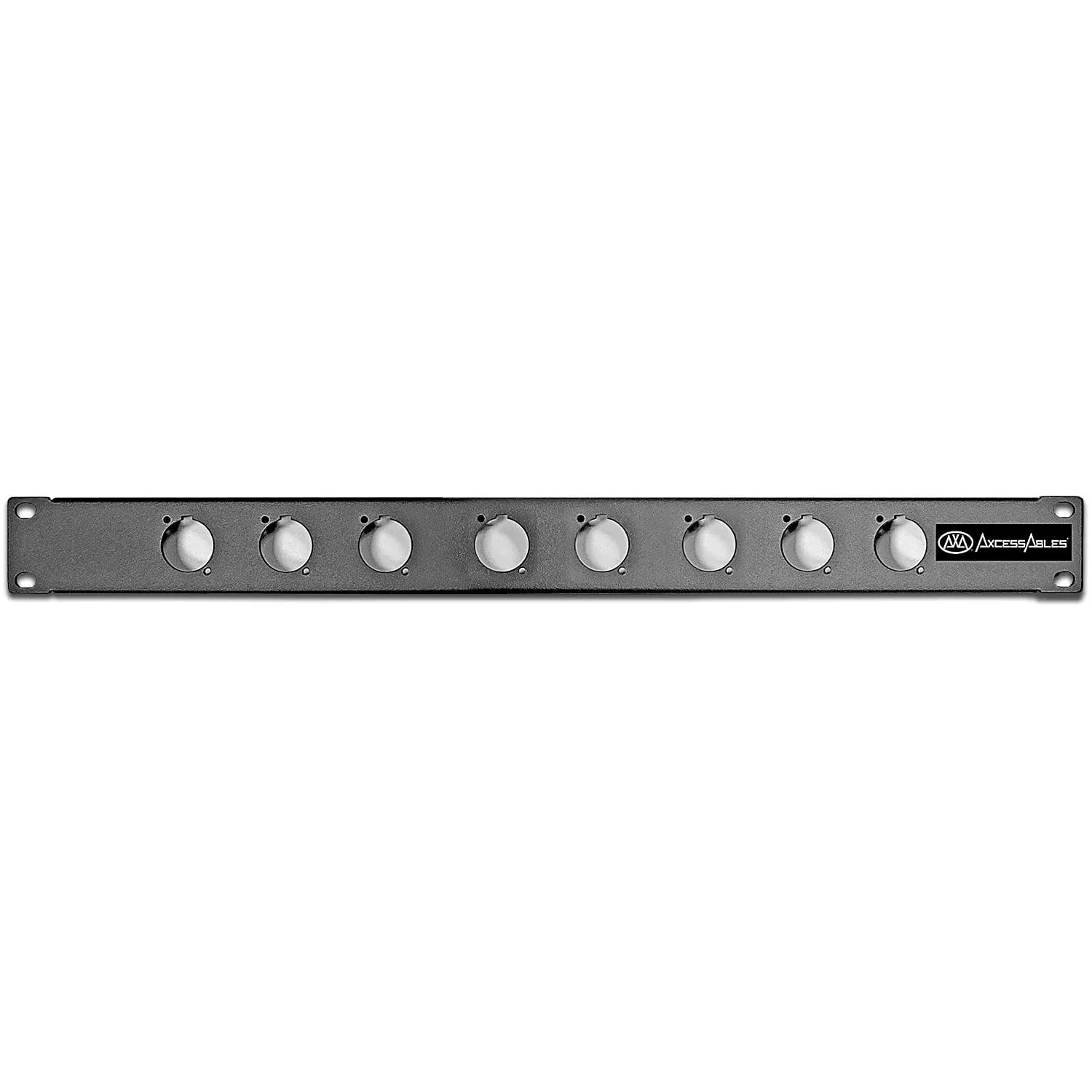 AxcessAbles RKINPUT1U 1U D-Series 8 Connectors Punch-Out Component Panel for 19 inch AV, Sound, Computer Equipment Racks. Patch Panel Compatible