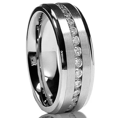 Metal Masters Co. 7MM Men's Eternity Titanium Ring Wedding Band with Cubic Zirconia CZ size 8.5Metal Masters Co. 7MM Men's Eternity Titanium Ring Wedding Band with Cubic Zirconia CZ size 8.5