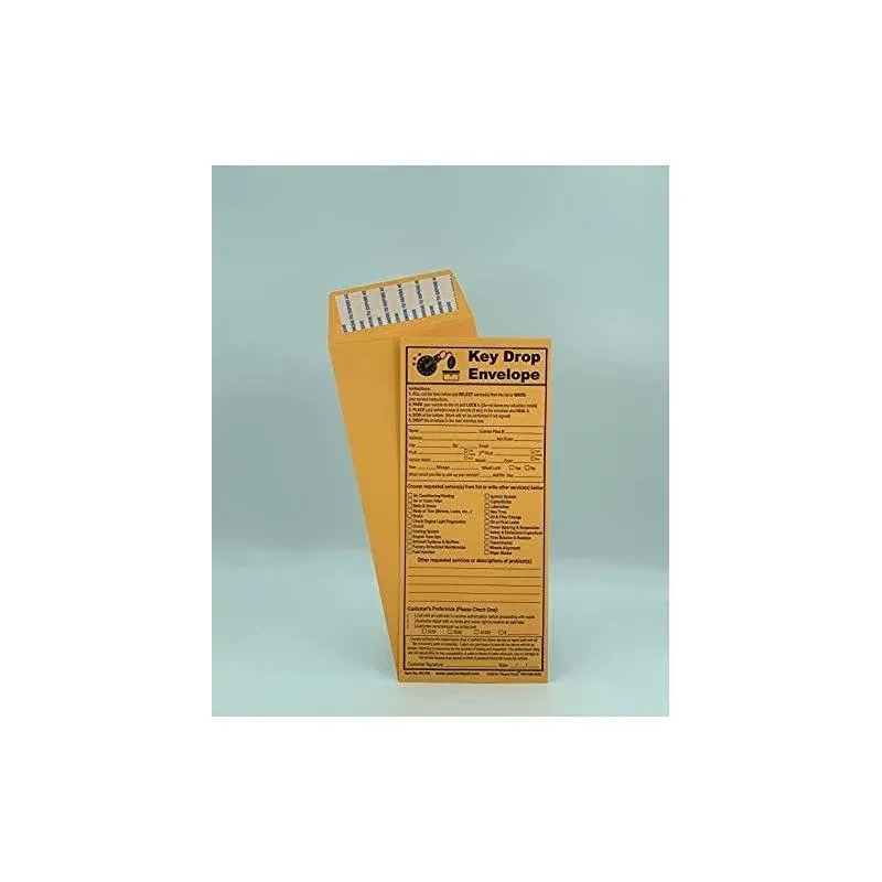 After Hours Night Key Drop Envelope, 4 1/8&#034; x 9 1/2&#034;, 24lb Kraft Peel-Seal 500CT