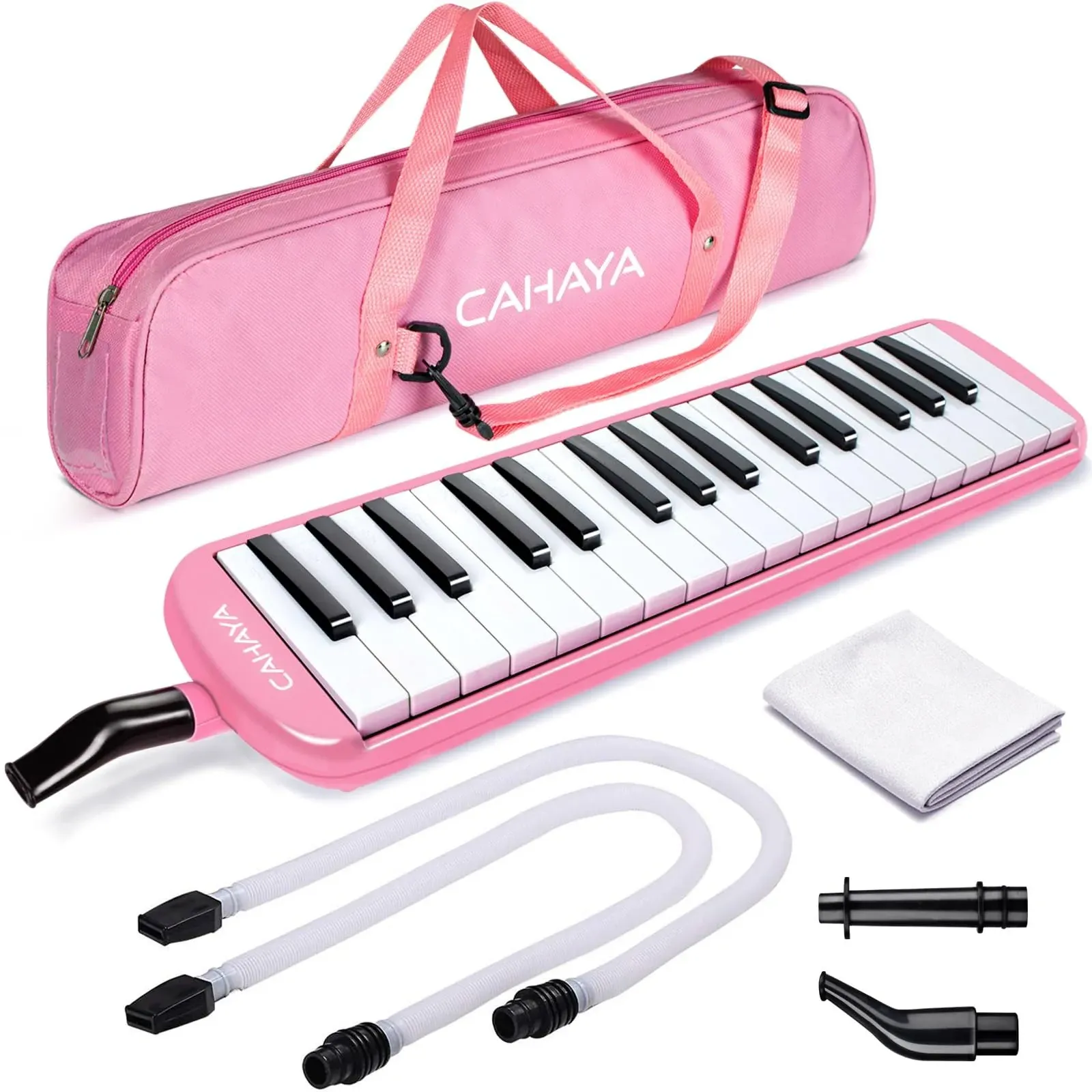 cahaya Melodica 32 Keys Double Tubes Mouthpiece Air Piano Keyboard Musical Instrument with Carrying Bag 32 Keys, Pink, CY0050-3