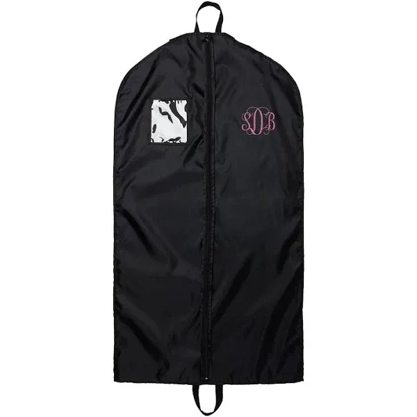 Personalized Planet 25x47 Travel Garment Bag with Custom Monogram Embroidered on Black Luggage with Carry Handle and Main Zipper