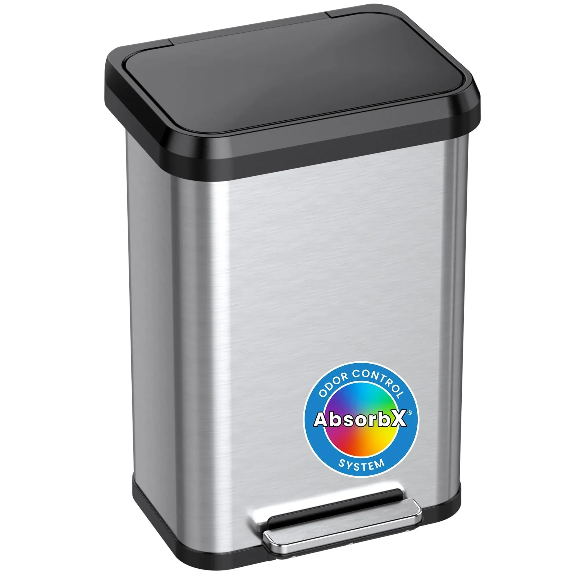 iTouchless SoftStep Step Pedal Trash Can with Odor Filter