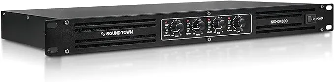 Sound Town Class-D 4-Channel PA/DJ Power Amplifier, 4 x 720W RMS at 4-ohm, 1U rack space for Conference Installations (NIX-D4800)