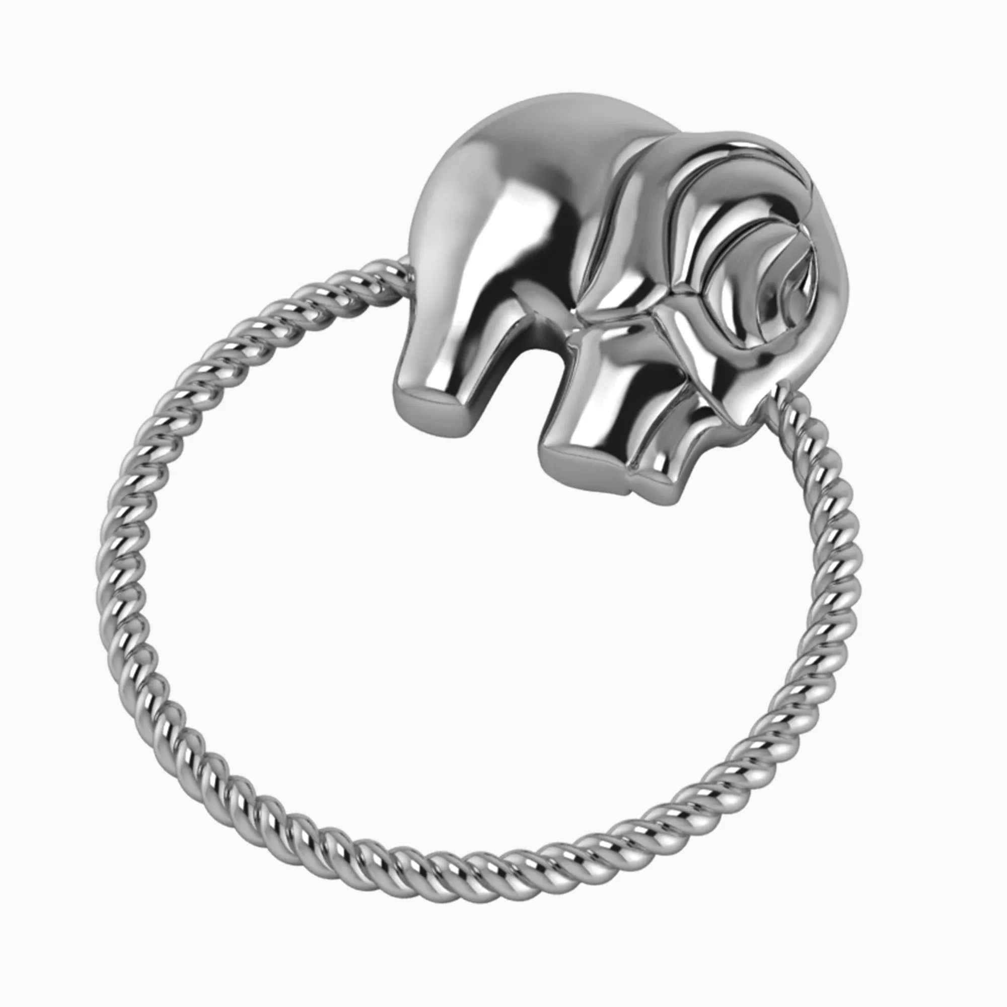 Krysaliis Sterling Silver Rattlem - Rope Ring Elephant