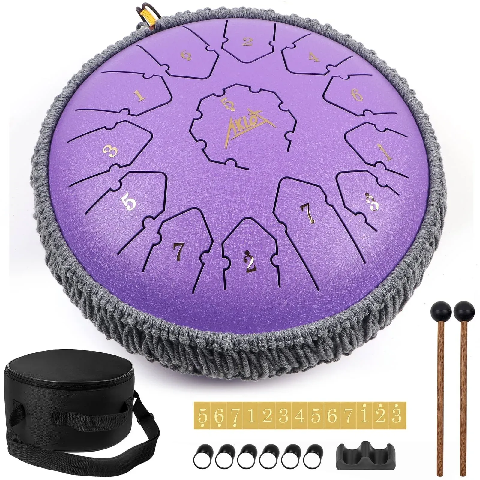 Steel Tongue Drum 12 nches 13 Notes - Percussion Instruments - AKLOT Handpan Tank ...