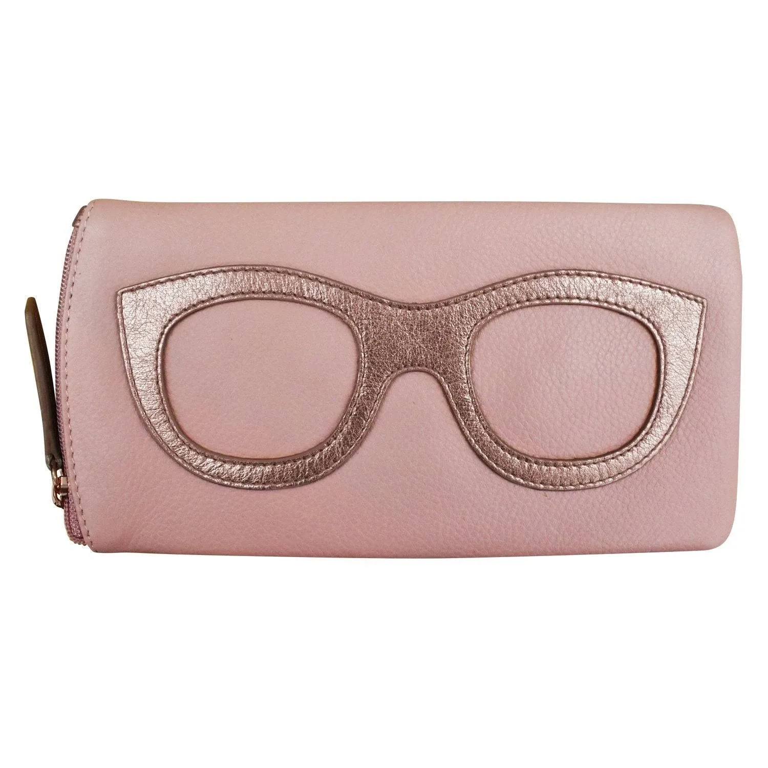 Ili Leather New York Sunglass Case/Wallet in Blush/Metallic Rose Gold