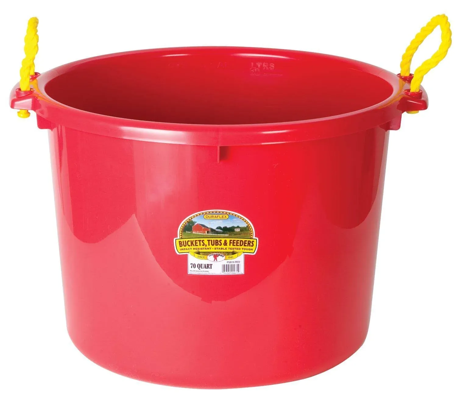 Little Giant® Plastic Muck Tub | Durable & Versatile Utility Bucket with Handles | Muck Bucket | Durable Handles | 70 Quart | Orange