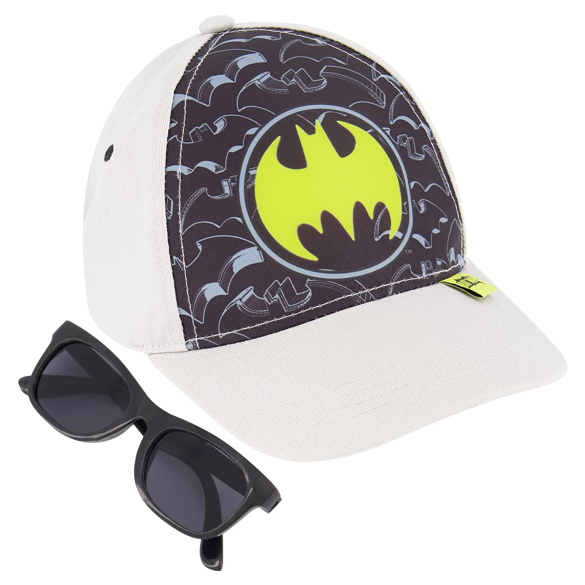 Batman Boys Baseball Hat for Toddlers Size 2-4, Kids Caps with Sunglasses