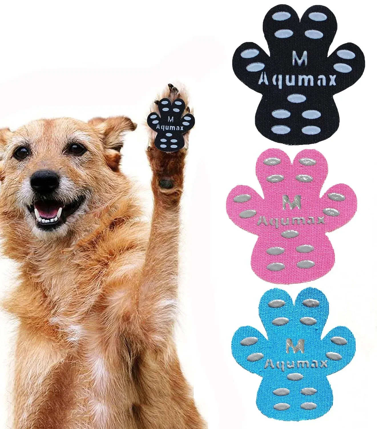 Aqumax Dog Anti Slip Paw Grips Traction Pads,Paw Protection with Stronger Adhesive, Non-Toxic,Multi-Use on Hardwood Floor or Injuries,12 sets-48