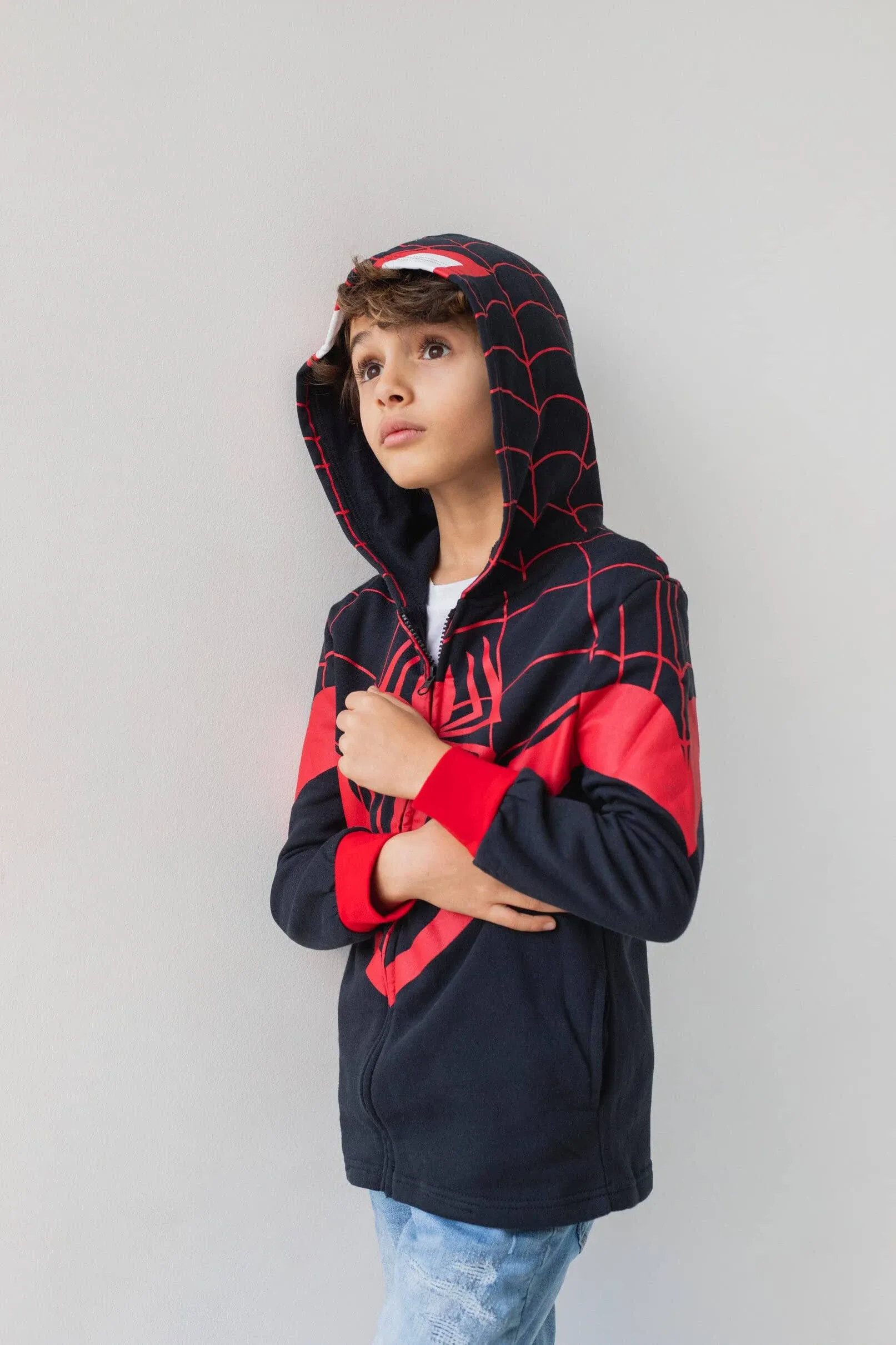 Marvel Spider-Man Miles Morales Big Boys Zip Up Hoodie Spiderverse 10-12