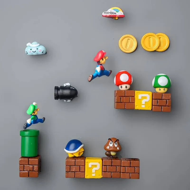 20 PCS Super Mario Luigi Fridge 3D Magnets - Refrigerator Set Office Decorations