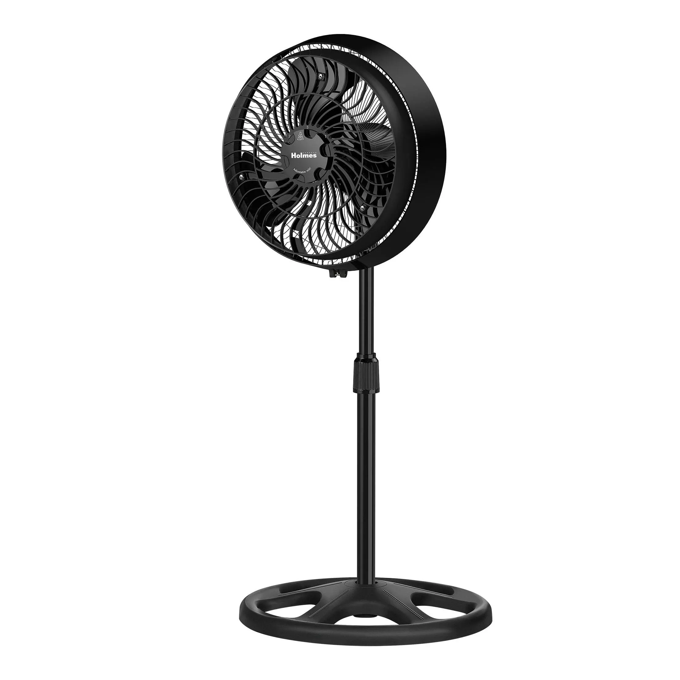 HOLMES 16" Outdoor Misting Stand Fan, Hose Connection, 3 Speeds, 3 Micro-Mist Levels, 80° Oscillation, Adjustable Height, 25° Head Tilt, GFCI Plug, Black