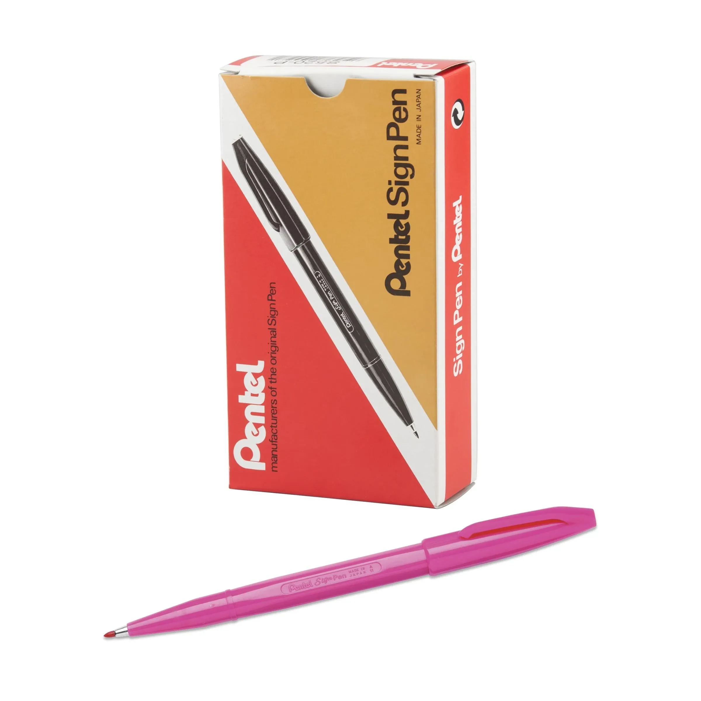 Pentel Sign Pen Fiber-Tipped Pen, Violet Ink, Box of 12 (S520-V)