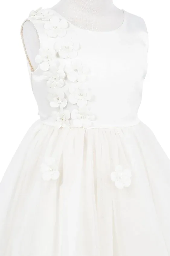 Girls Flower Petals V Back High Low Flower Girl Dress 2-12