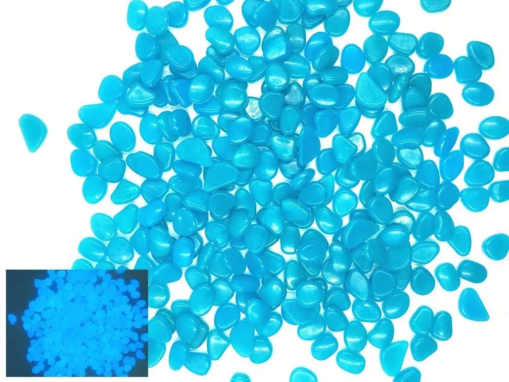 Hayodo Glow in The Dark Garden Pebbles Stone for Walkway Yard and Décor (Blue 400pcs)