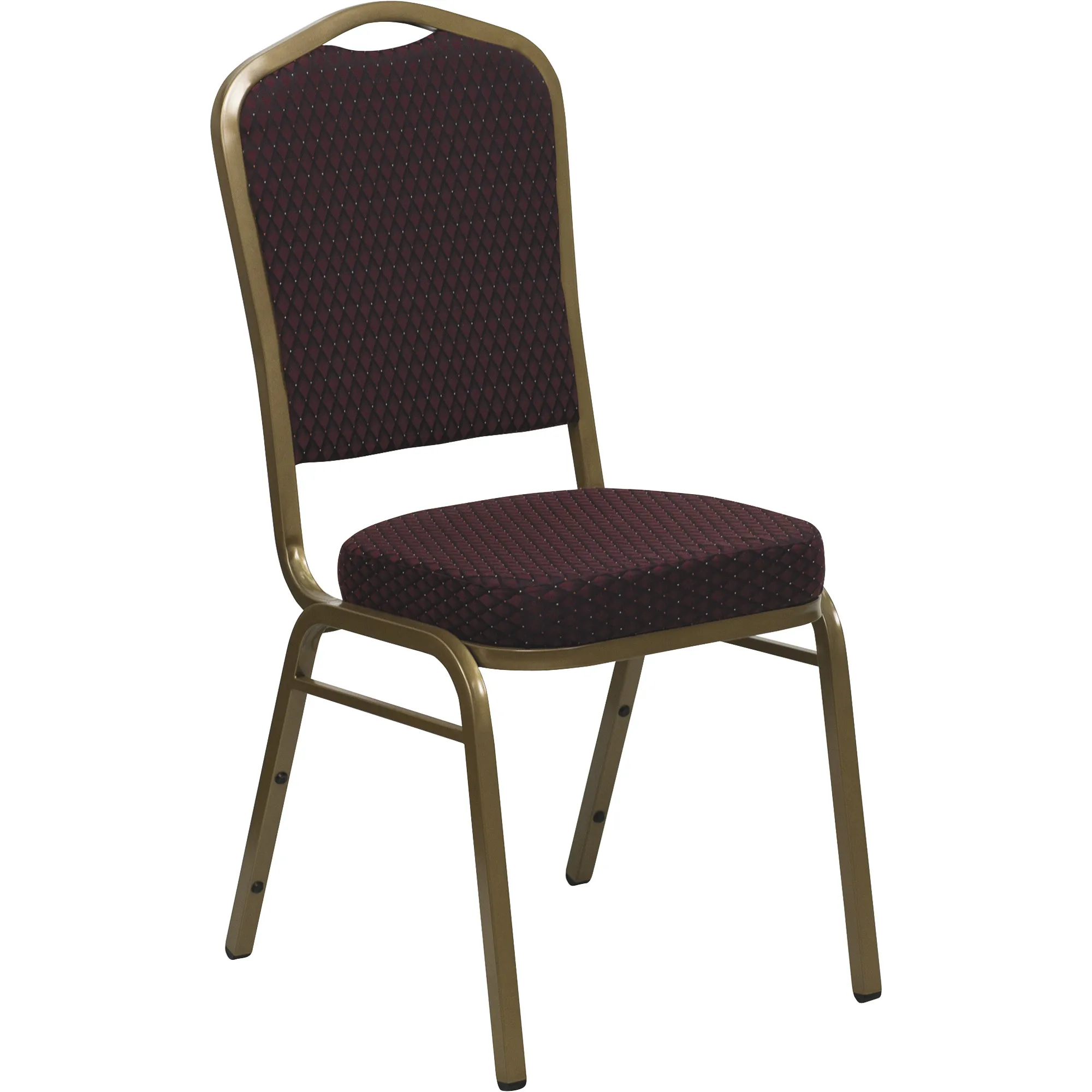 Flash Furniture HERCULES Series Crown Back Stacking Banquet Chair in Burgundy Patterned Fabric - Gold Frame