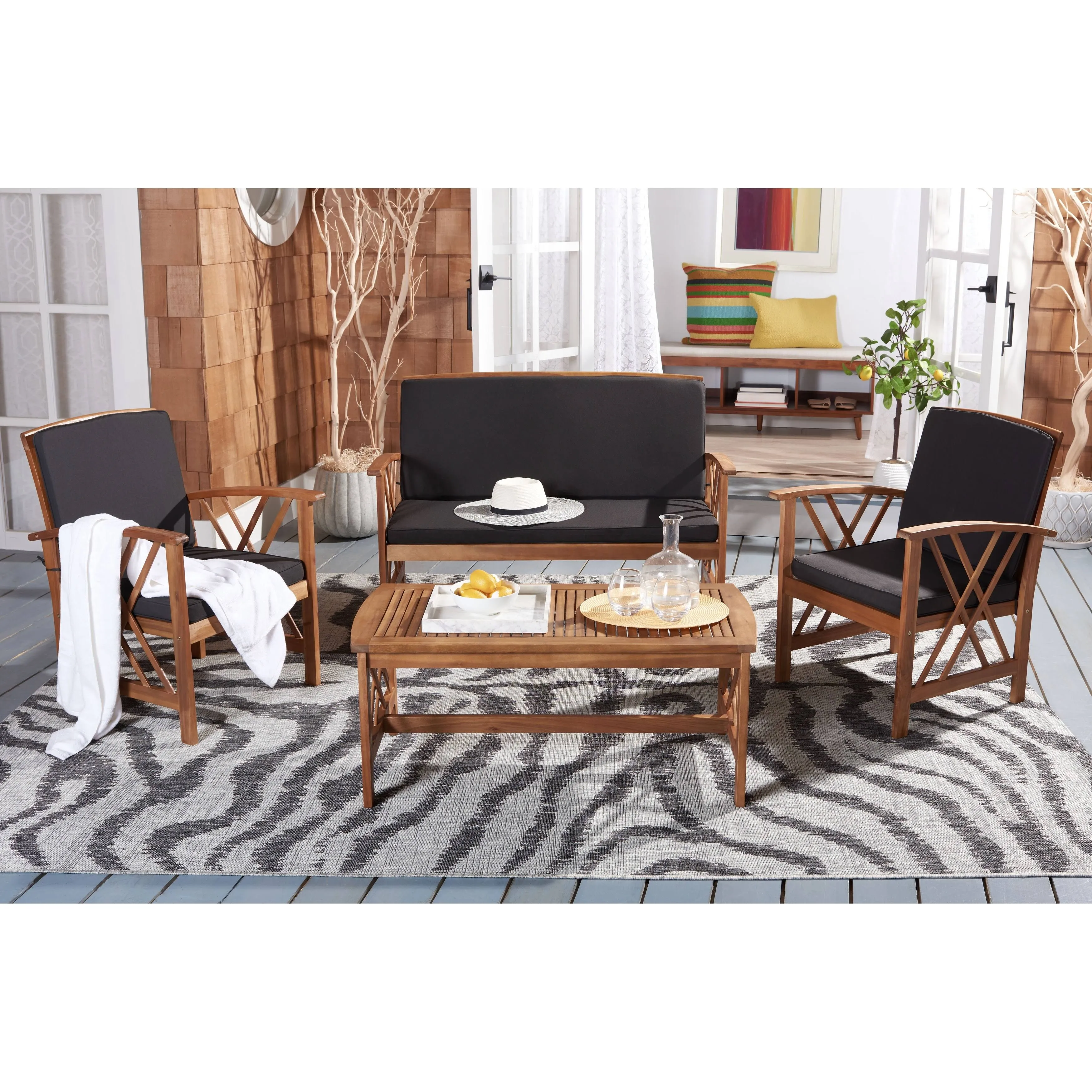 Safavieh Fontana 4 Pc Outdoor Set