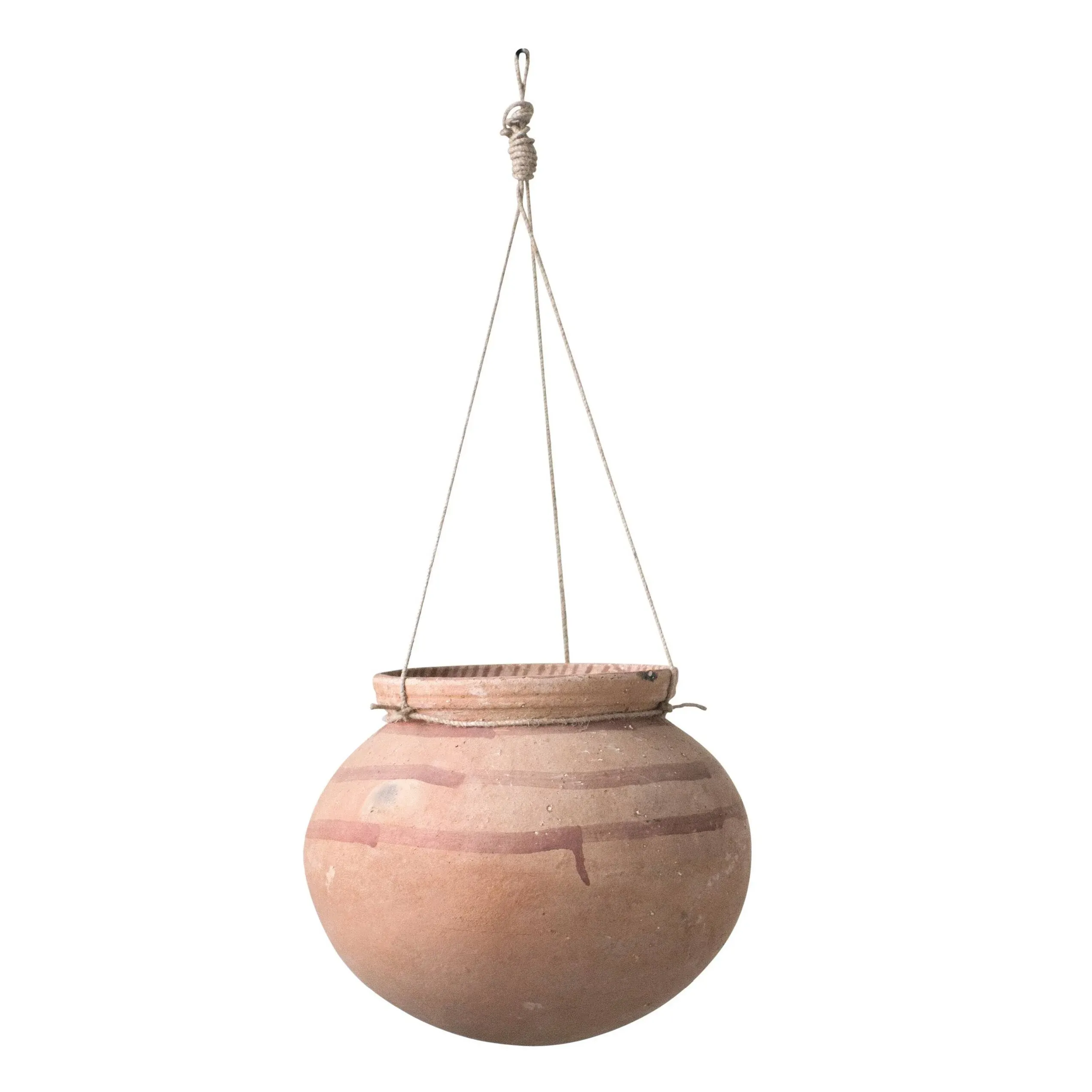 15" Hanging Clay Pot with Jute Hanger