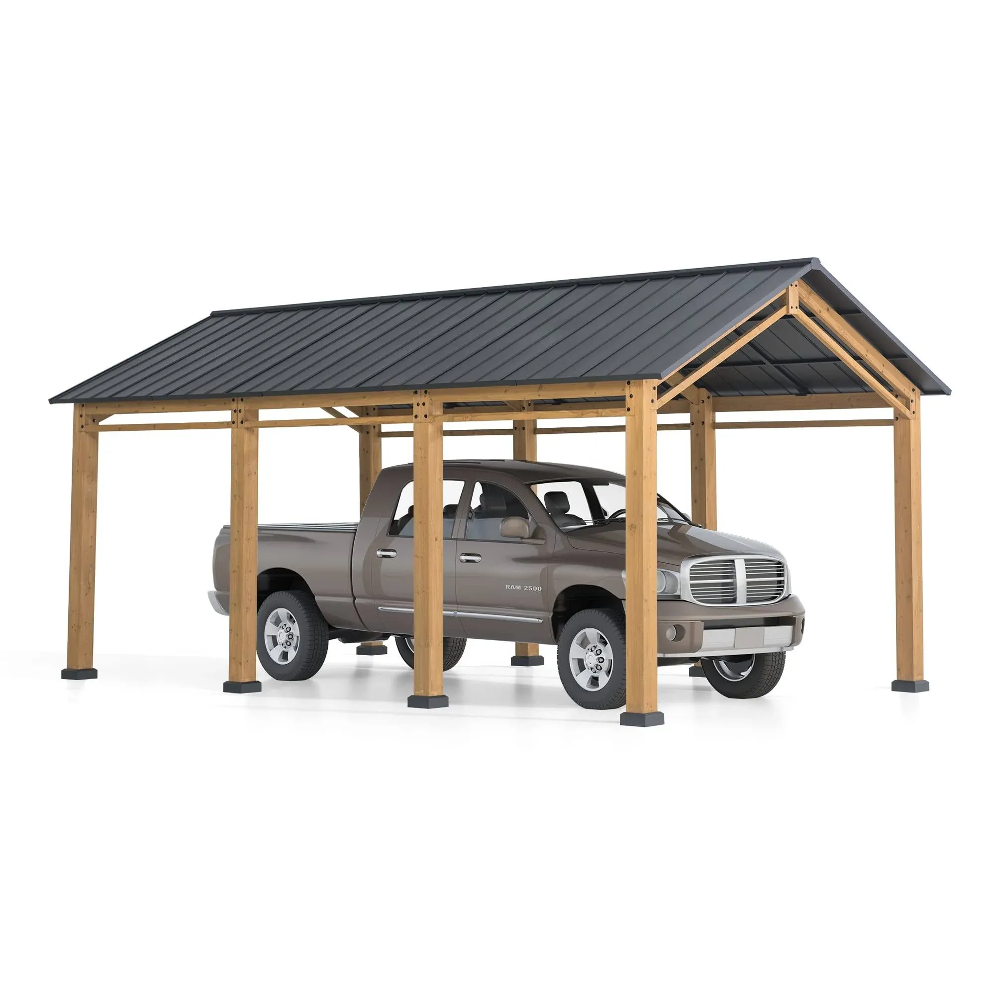 AutoCove 20 ft. x 11 ft. Hanover Cedar Wood Carport