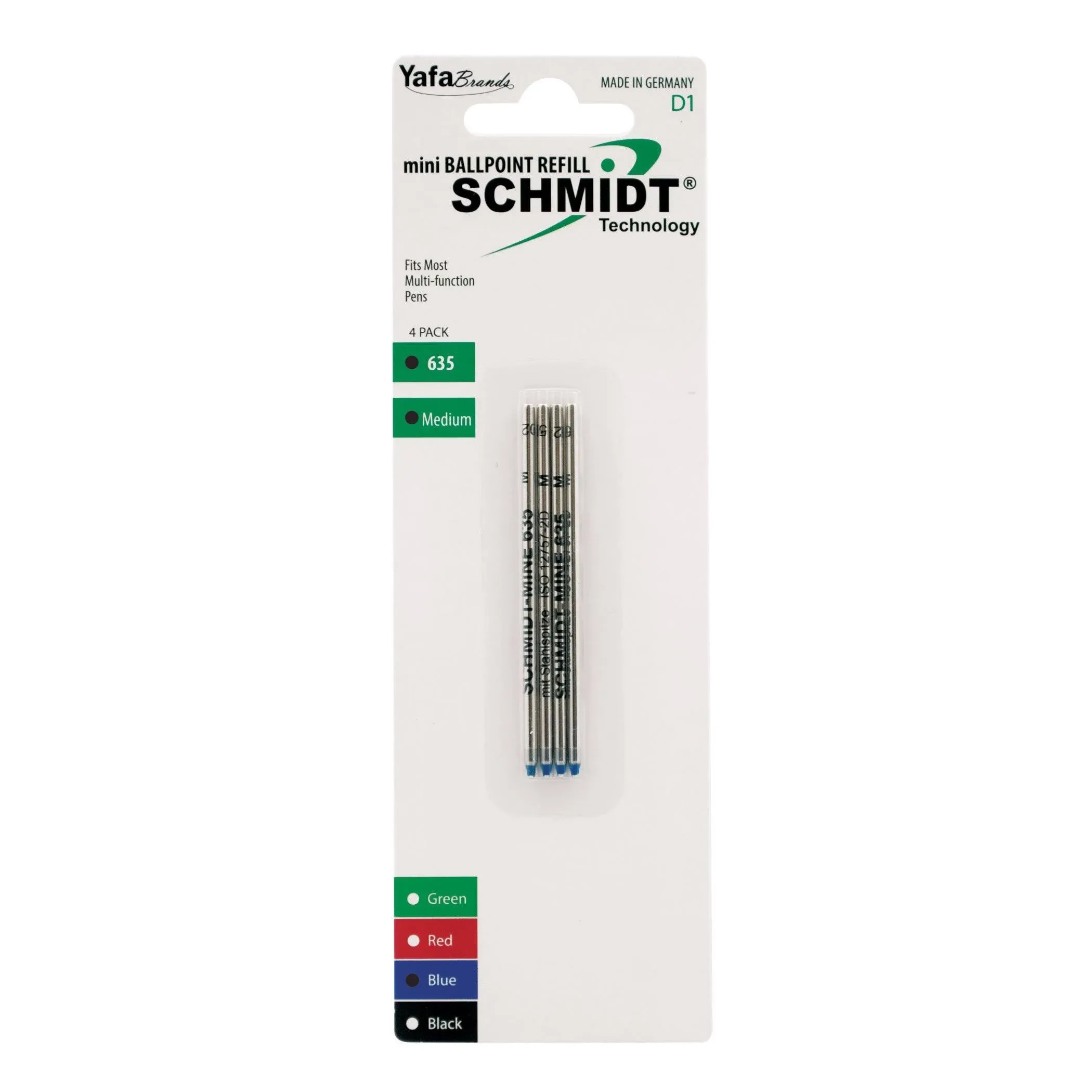 Schmidt 635 Mini D1 Ballpoint Refill Medium 4 Pack Blue (sc58150)