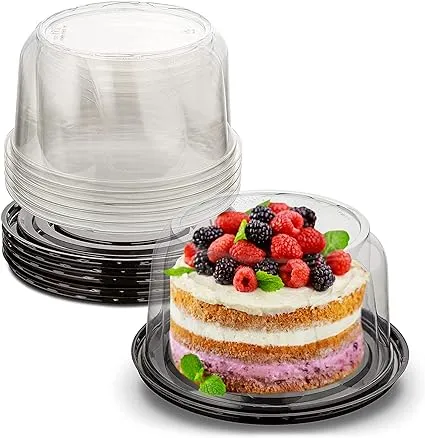 PET Plastic Cake Container with Clear Lid for Optimal Product Visibility for 6” 