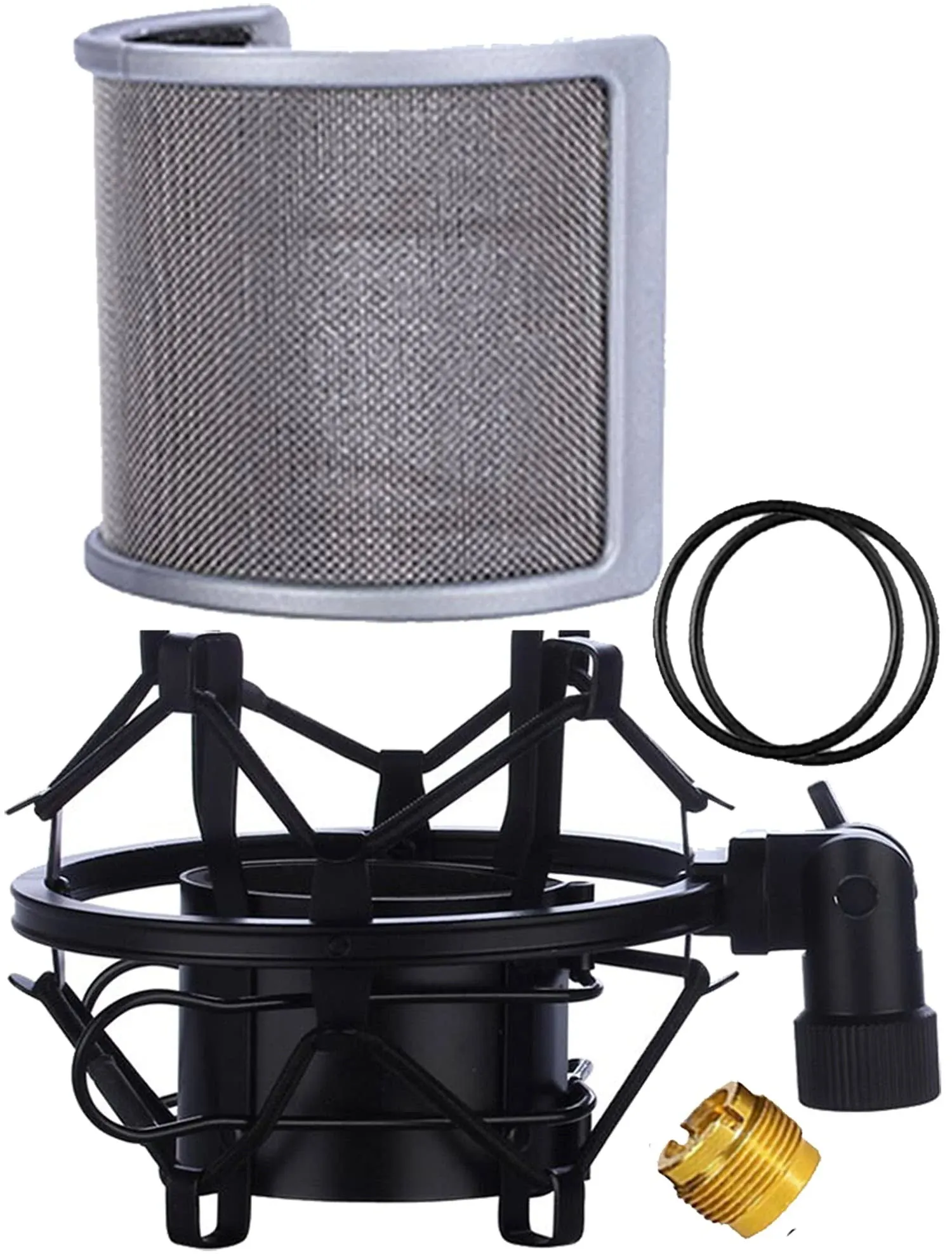 BTOOP Microphone Shock Mount with Pop Filter Mic Anti-Vibration Suspension Shock ...