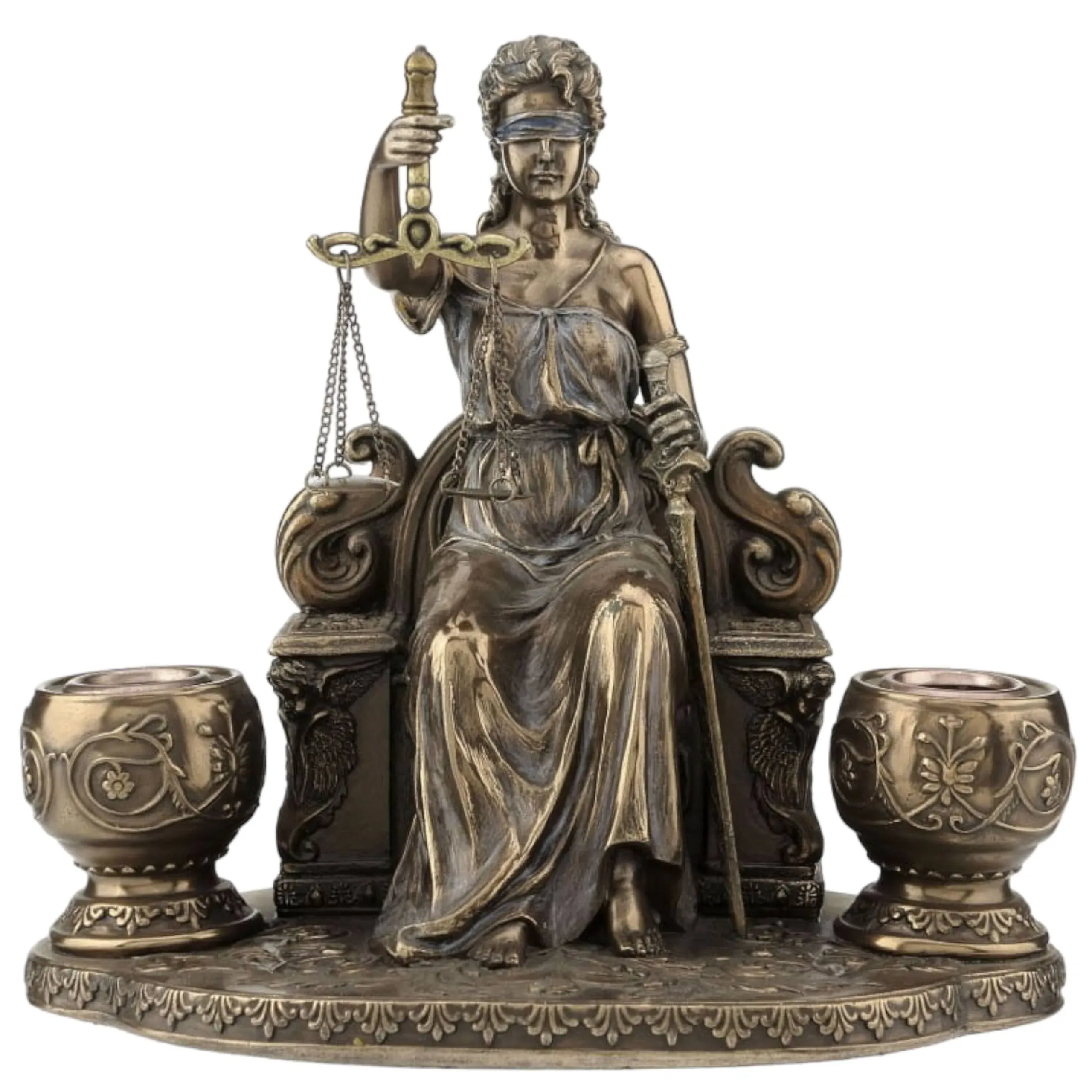 Justice Lady Candlestick Temida Blind Statue Sculpture Lawyer Goddess Scales