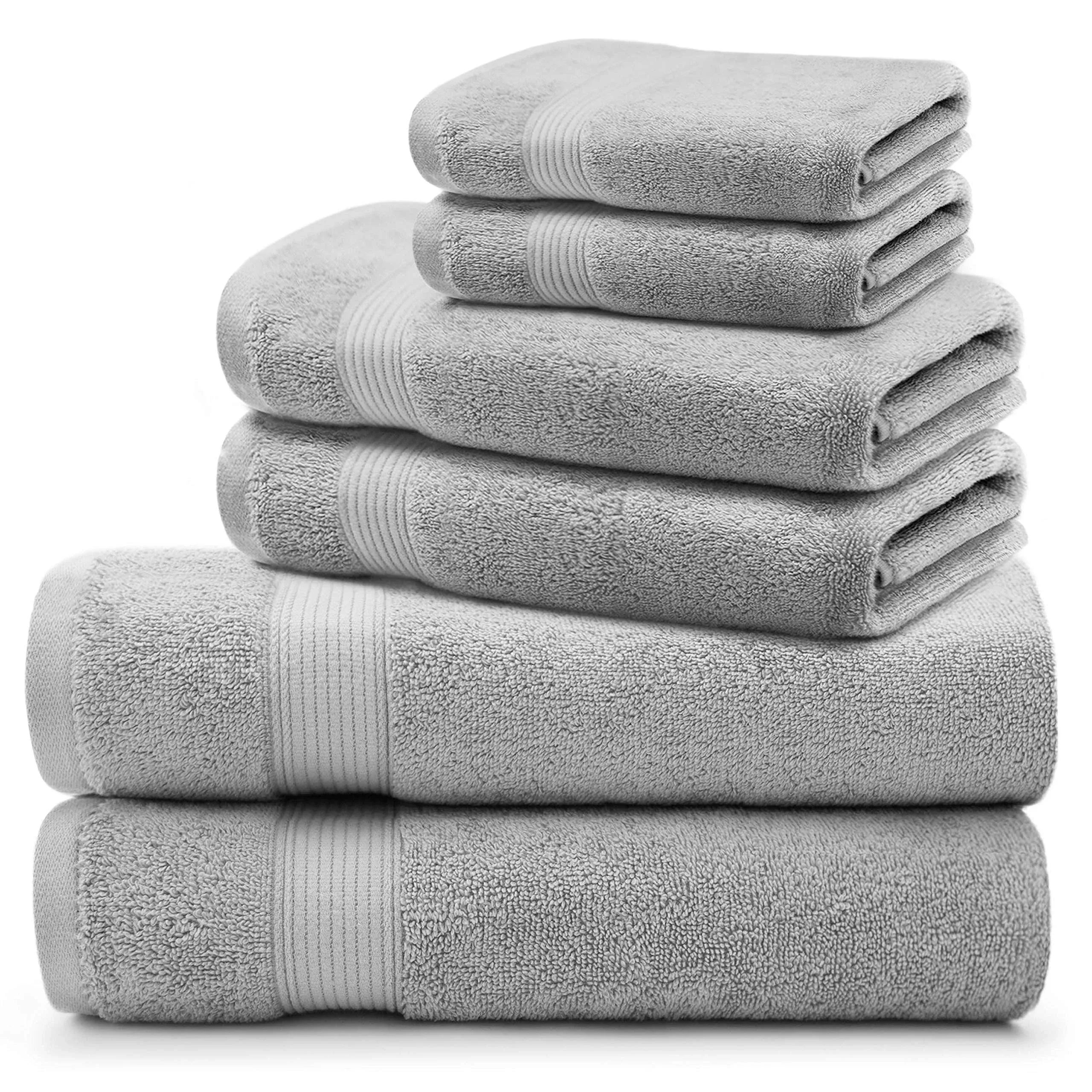 Microdry 100% Cotton Luxurious 6 Piece Towel Set with Enhanced Airsoft Technology ...