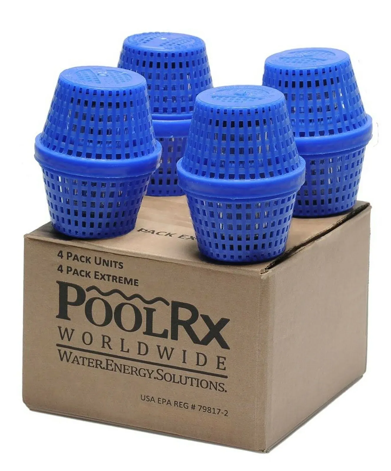 PoolRx 101003 4-Pack Blue Units Swimming Pool Algaecide