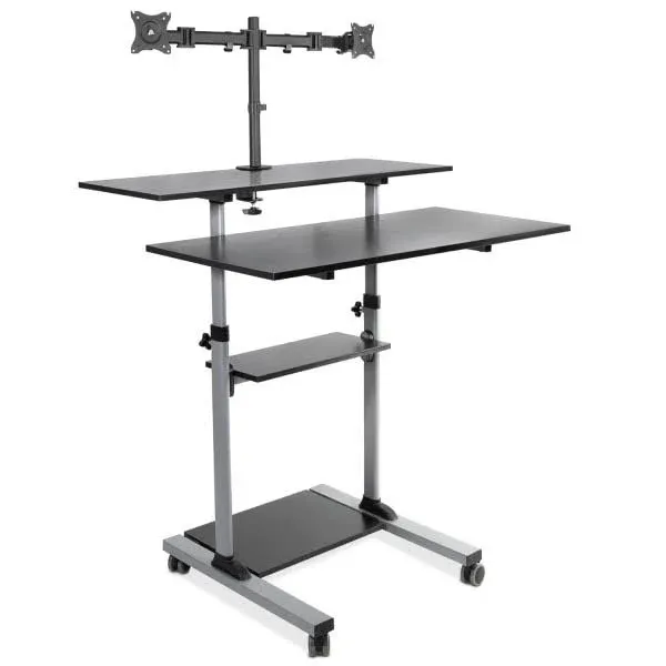 Mount-It! Mobile Standing Desk with Dual Monitor Mount