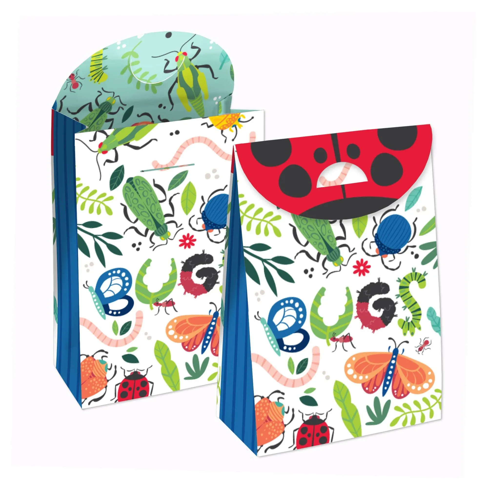 Big Dot of Happiness Buggin' Out - Bugs Birthday Gift Favor Bags - Party Goodie Boxes - Set of 12