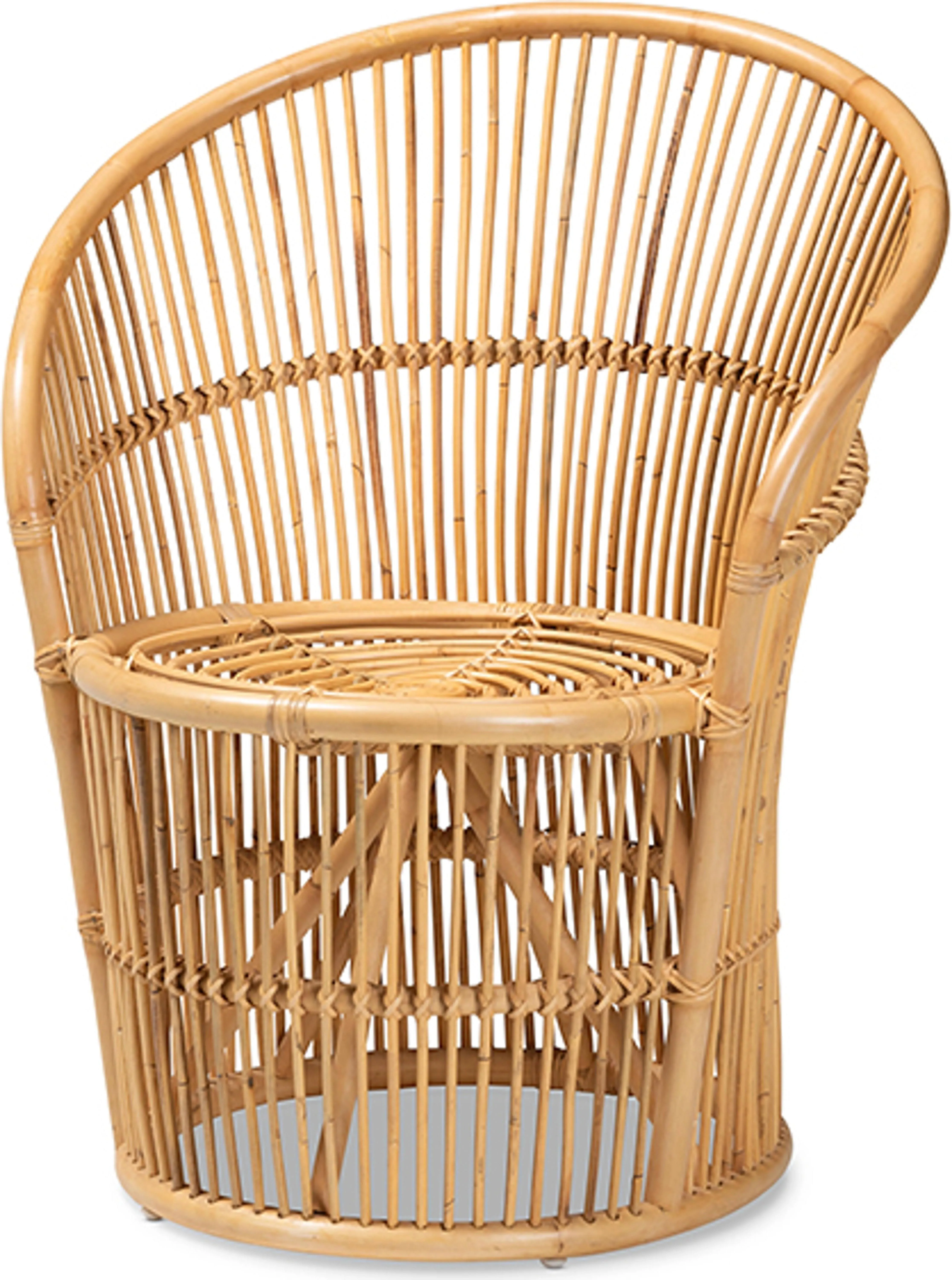 Baxton Studio Narva Modern Bohemian Natural Brown Rattan Accent Chair