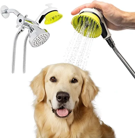 Wondurdog Quality Dog Wash Kits for Shower with Splash Guard Handle and Rubber Grooming Teeth. Regular and Deluxe Versions Available. Wash Your Pet. Don't Get Wet! Bonus Fur Foam Dog Shampoo Sample