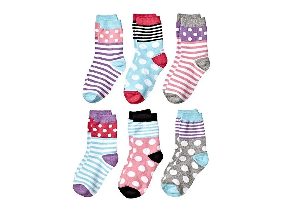 6-Pack Dots & Stripes Crew Socks Multi / S